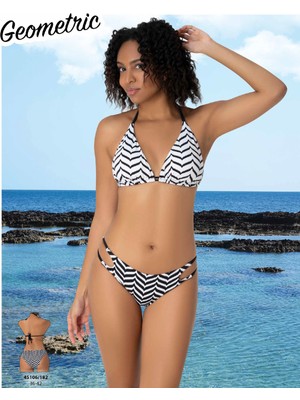 SUNSURF Siyah Beyaz Geometrik Desenli Bikini Takımı 36