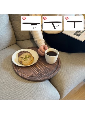 WoodHaus Katlanabilir Masif Ahşap Koltuk Sehpası Minder Arası Tepsi - 35.5X35.5CM