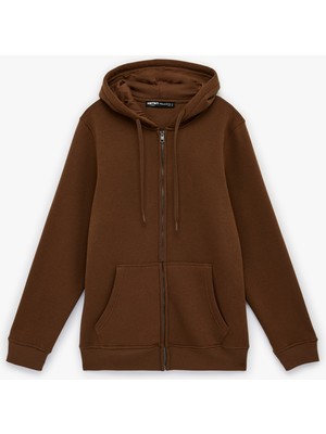 Koton Uzun Kollu Şardonlu Cep Detaylı Fermuarlı Hırka