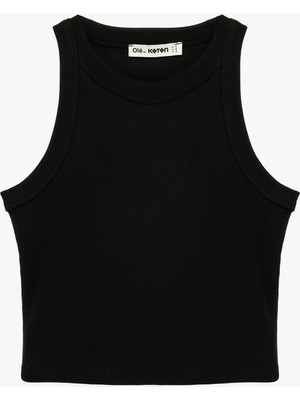 Koton Slim Fit Kolsuz Halter Yaka Bluz