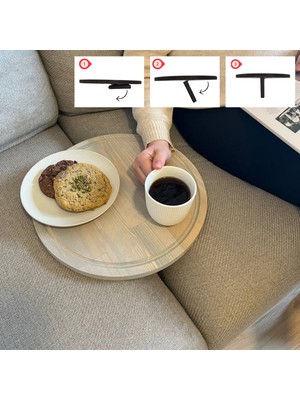 WoodHaus Katlanabilir Masif Ahşap Koltuk Sehpası Minder Arası Tepsi - 35.5X35.5CM