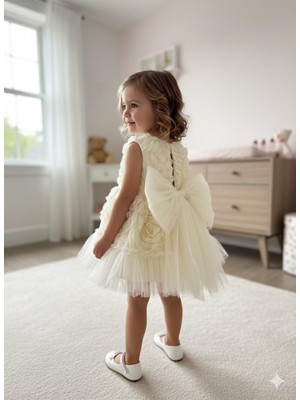 Bes Trend Kız Çocuk Elbise Gül Desenli Party Doğum Günü Özel Günler Için