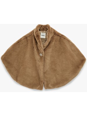 Koton Dik Yaka Oversize Suni Kürk Pelerin Bolero