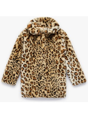 Koton Uzun Kollu Bebe Yaka Leoparlı Peluş Kaban