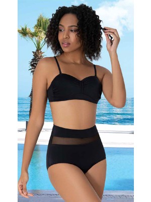 SUNSURF Yüksek Bel Siyah Bikini Takımı – File Detaylı 44