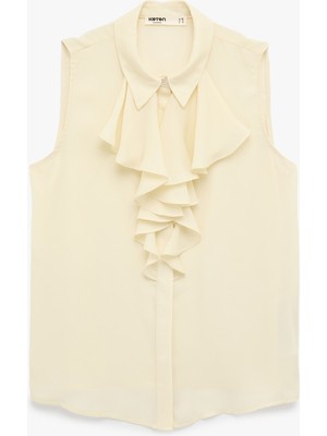 Koton Kolsuz Fular Yaka Volanlı Bluz