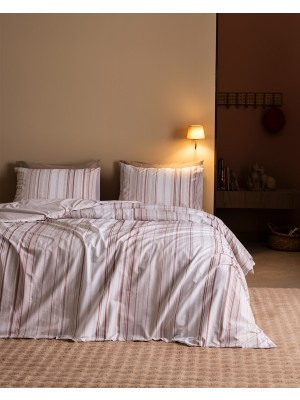 Madame Coco Jacquline King Size %100 Pamuk Ranforce Baskılı Nevresim Takımı - Pudra