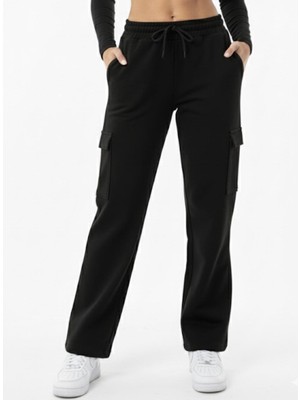 Axxel Kadın Siyah 2 Iplik Kargo Cepli Eşofman ALTI-P2269