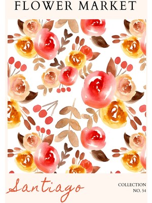 Fuart.Co Santiago Çiçek Posteri - Dijital Baskı (Çerçevesiz) Flower V1 Fofu