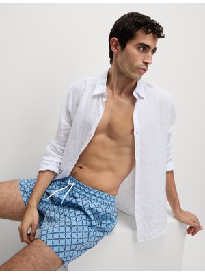 Marks & Spencer Hızlı Kuruyan Geometrik Desenli Erkek Deniz Şortu