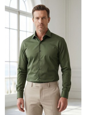 Alenmeza Slimfit Pamuklu Nano-Iron Ütü Istemeyen Erkek Gömlek