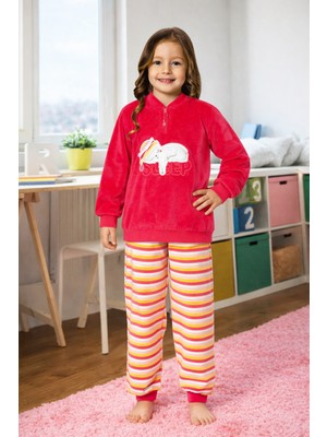 Aydoğan Kız Çocuk Kadife Pijama Takımı 1668 Fuşya
