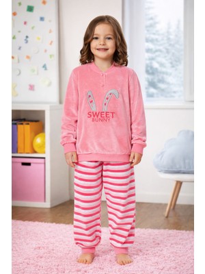 Aydoğan Kız Çocuk Kadife Pijama Takımı 1667 PEMBE01