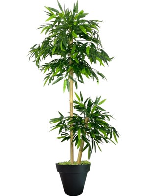 Erhan Flowers Yapay Bambu Ağaç 150 cm 6 Dallı Yogun Yaprak Lilyum Siyah Saksı