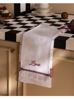 Madame Coco Tonnerre 2'li %100 Pamuk Mutfak Havlu Seti - Beyaz