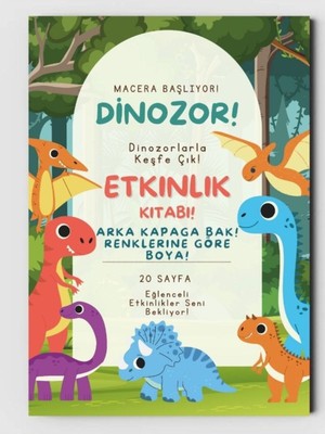 ZNC Dinozor Temalı Etkinlik ve Çocuklar Için Boyama Kitabı (20 Tam Sayfa Resimli Boyama Kitabı)