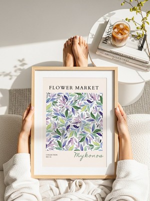 Fuart.Co Mykonos Çiçek Posteri - Dijital Baskı (Çerçevesiz) Flower V1 Fofu