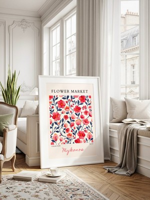 Fuart.Co Mykonos Çiçek Posteri - Dijital Baskı (Çerçevesiz) Flower V2 Fofu
