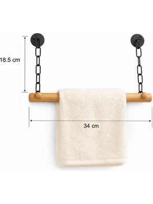 Gold Be Yapışkanlı Zincirli Askılı Ahşap Duvar Tipi Havlu Askısı – Delme Gerektirmez