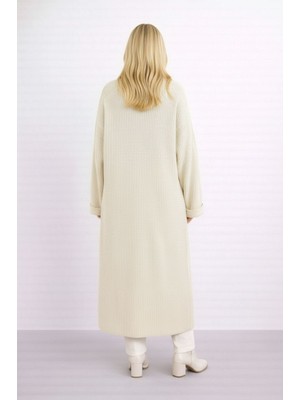 Mamayaga Kadın Tesettüre Uygun Maxi Boy Uzun Kol Spor Şık Örgü Triko Curve Uyumlu Hırka Ceket