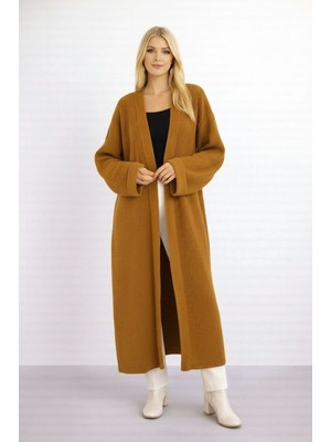 Mamayaga Kadın Tesettüre Uygun Maxi Boy Uzun Kol Spor Şık Örgü Triko Curve Uyumlu Hırka Ceket