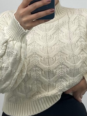 Nisum Moda Örgülü Boğazlı Triko Kazak