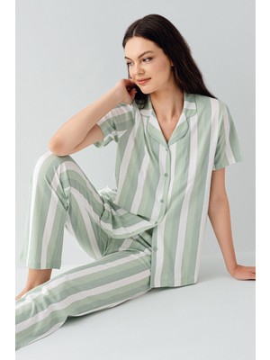 Arnetta Kadın Yeşil Gömlek Pijama Takım