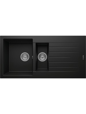 Realstone Siyah P05 Troya 100 1000X500 1.5 Göz Damlalıklı Granit Eviye