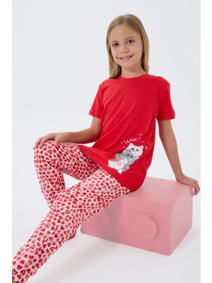 Arnetta Kız Çocuk Kırmızı Pijama Takım