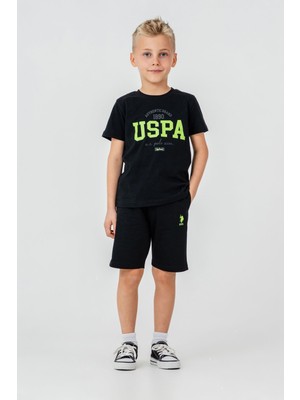 U.s. Polo Assn. Erkek Çocuk Siyah Bermuda Takım Rahat Kesim Yazlık Kullanım İçin Tasarlandı