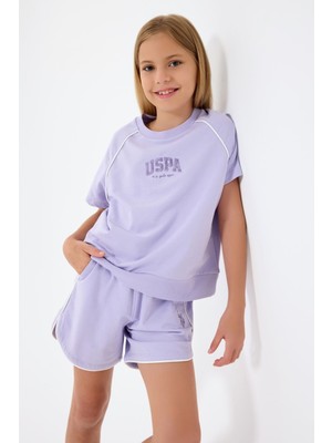 U.s. Polo Assn. Kız Çocuk Mor Şort Takım Hafif Kumaş ile Günlük Kullanım İçin Tasarlandı