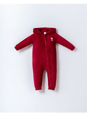 Bordo U.S. POLO ASSN Erkek Bebek Polar Tulum Uzun Kol Örme Kumaş ile Kış İçin Tasarlandı