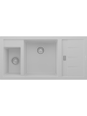 Realstone  P22 Aspendos Beyaz 1000X500 1.5 Göz Damlalıklı Granit Eviye