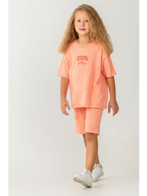 U.s. Polo Assn. Kız Çocuk Turuncu Bermuda Takım