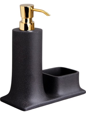 System Banyo Aksesuarları Tezgah Üstü Deterjanlık Ve Süngerlik Siyah|Gold 216x102x195 mm