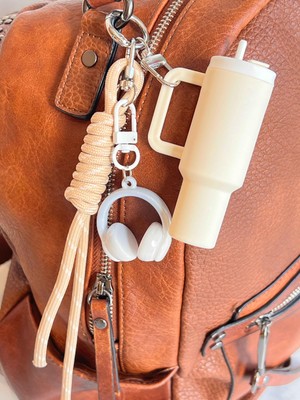 Rossev Charm Termos Figürlü Anahtarlık - Çanta Charm (Krem Kulaklık Modeli)