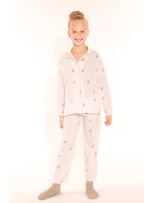 Dofi Kız Çocuk 1782 Kahverengi Ayıcık Desenli Aerobin Pijama Takımı – Yumuşak ve Konforlu