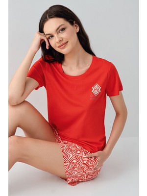Arnetta Kadın Kırmızı Şort Takım