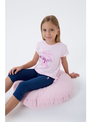 U.s. Polo Assn. Kız Çocuk Pembe Tayt Takım