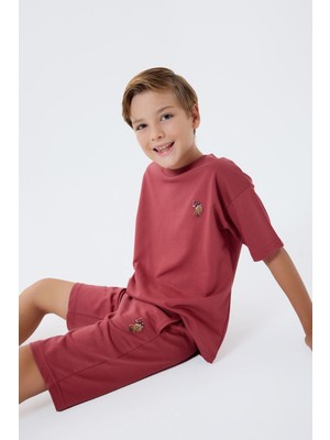 U.S. Polo Assn. U.S. Polo Assn Erkek Çocuk  2 li Bermuda T-şhirt Takım Bordo
