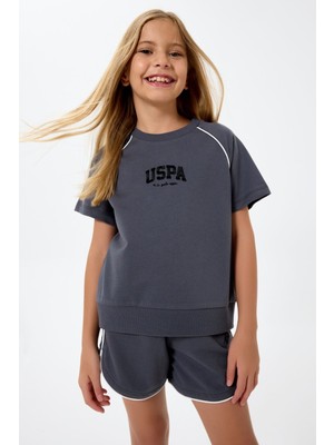 U.s. Polo Assn. Kız Çocuk Antrasit Şort Takım Normal Kalıp Günlük Kullanım İçin Rahat