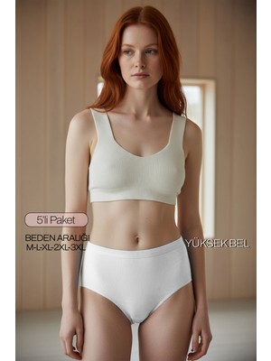 Bravie Tamamen Fitilli Bikini Külot 5' Li Set Beyaz Lux