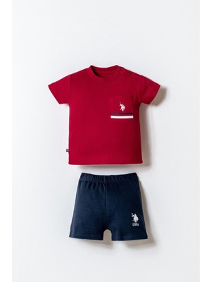 U.S. Polo Assn Erkek Bebek  2 li Şort T-şhirt Takım Kırmızı