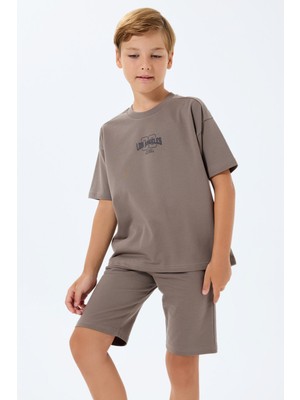 Rolypoly Erkek Çocuk Kahverengi Bermuda Takım RP3729-C-V2
