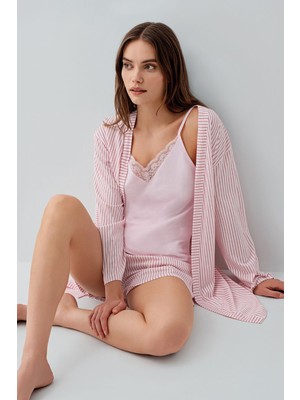 Pierre Cardin Kadın Pembe 3lü Sabahlık Takım