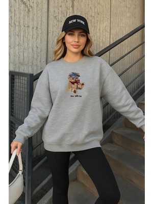Fashion Friends Nakışlı Kadın Oversize Sweatshirt 25K0244K1