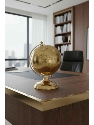 Rossev Dekoratif Metal Gold Dünya Küresi 23CM