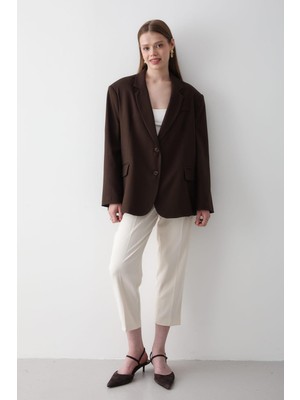 Jaste Kadın Düğme Detaylı Oversize Blazer Ceket