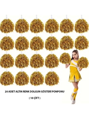Ronanna 10 Çift ( 20 Adet ) Altın Renk 23 Nisan 19 Mayıs 29 Ekim Okul Gösteri Ponponları