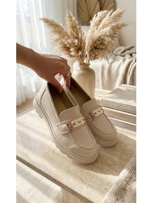 Slipcat Kadın Kalın Taban Ortopedik Comfort Taban Deri Görünümlü Loafer – Siyah